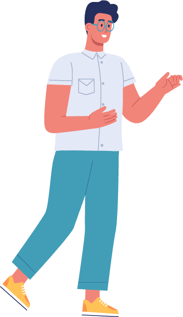 手で案内をしている人のイラスト